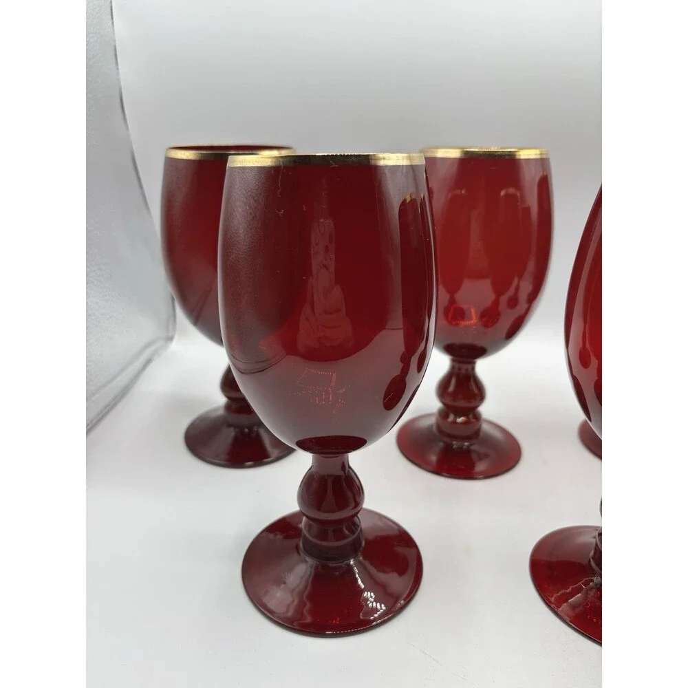 Lot of 7 Vintage 70's Golden Ruby 14 Oz. Goblets By Home Essentials
